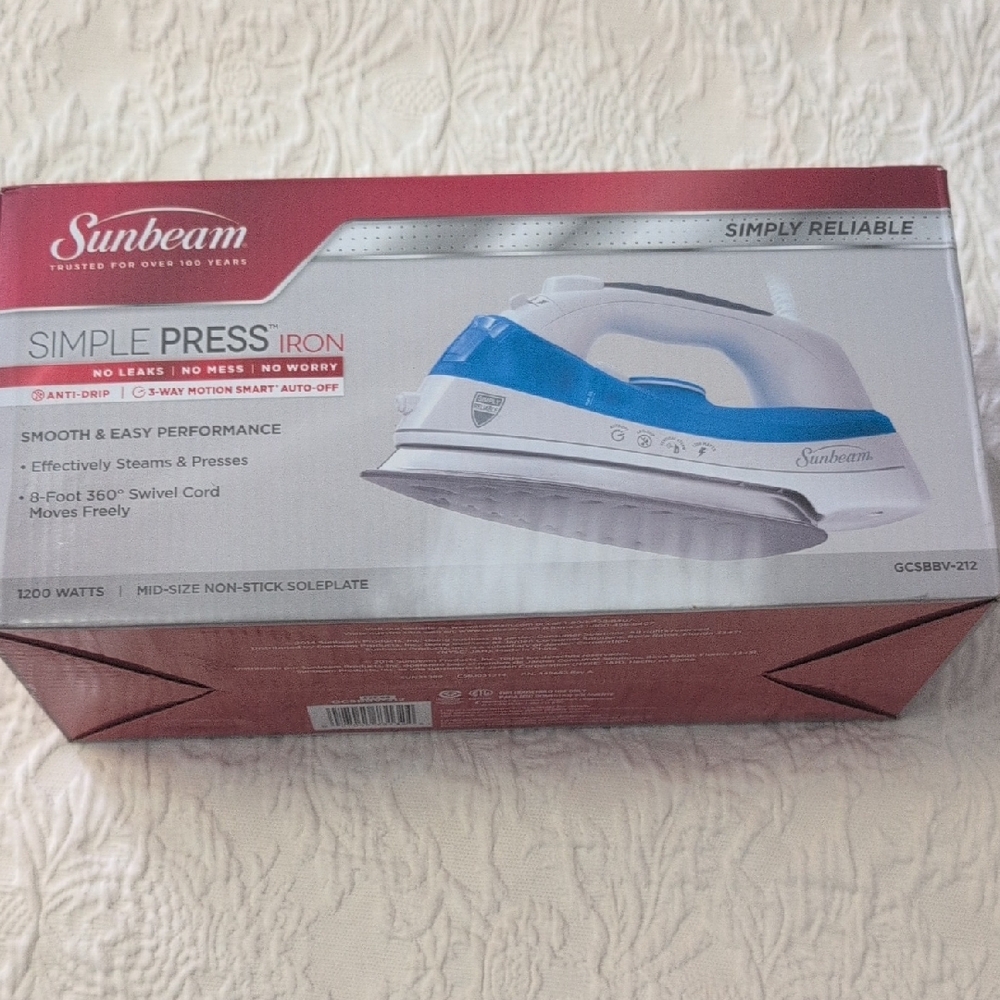 Sunbeam Simple Press Iron - Blue and White